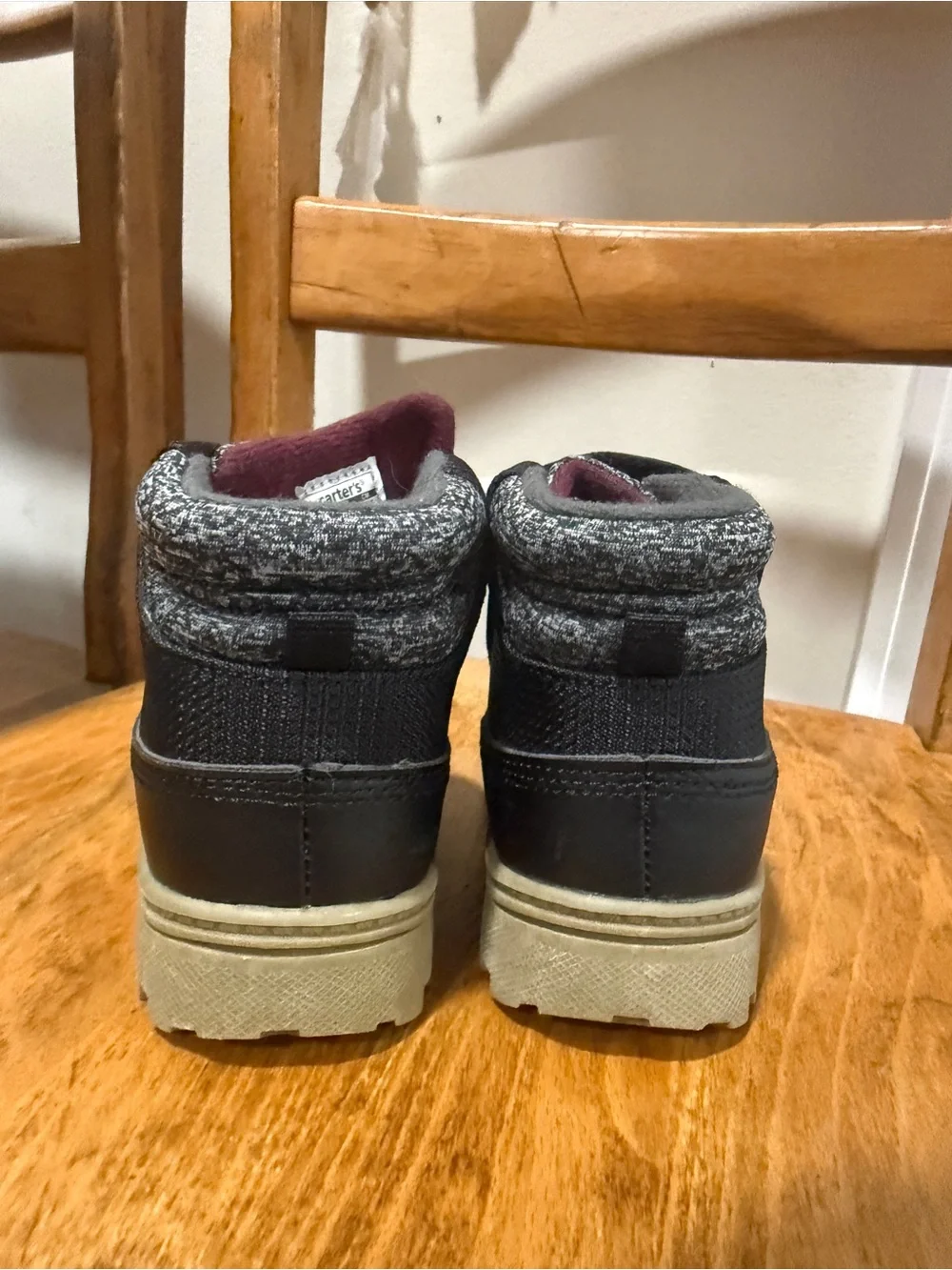 Carter's Black and Tan Kids Hook-and-Loop Strap Boots